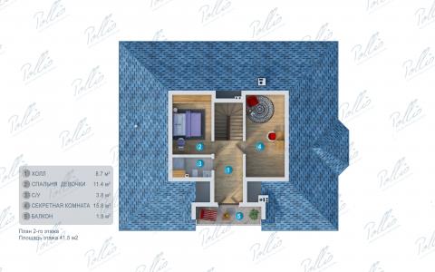 Планировка мансарды / 2го этажа X1b